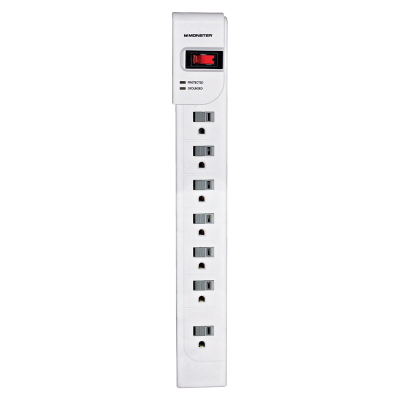 Monster Just Power It Up 6 ft. L 7 outlets Surge Protector White