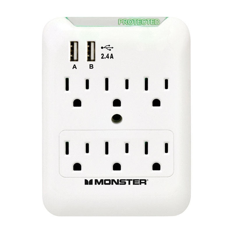 Monster Just Power It Up 6 outlets Surge Tap White