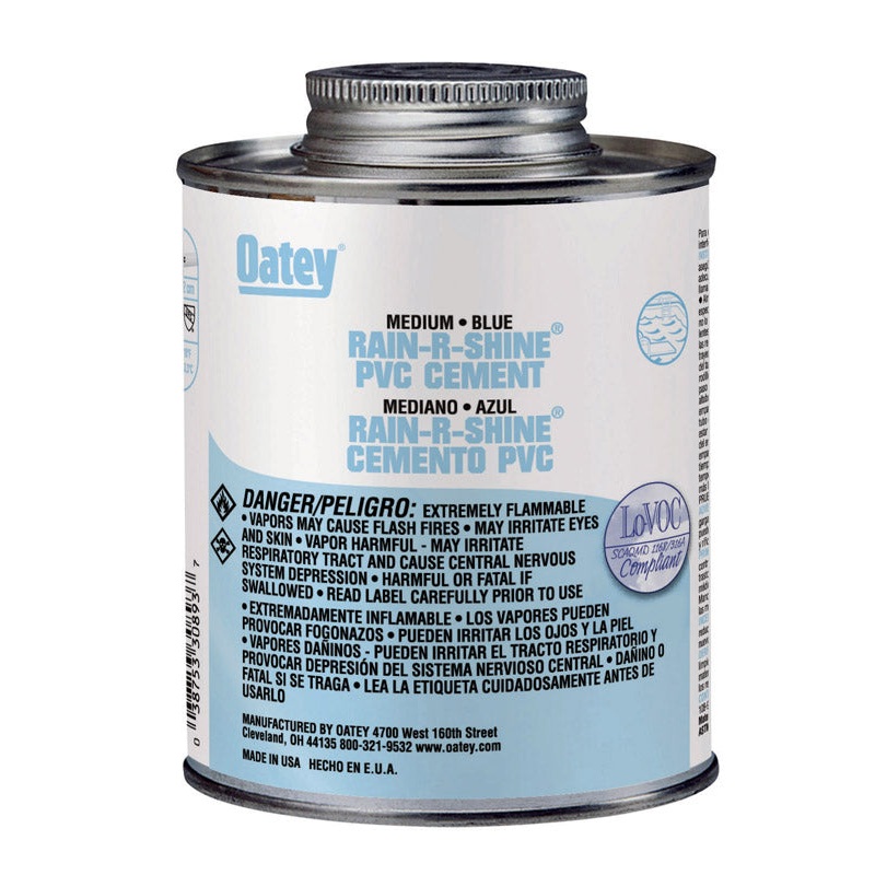 Oatey Rain-R-Shine Blue PVC Cement 8 oz.