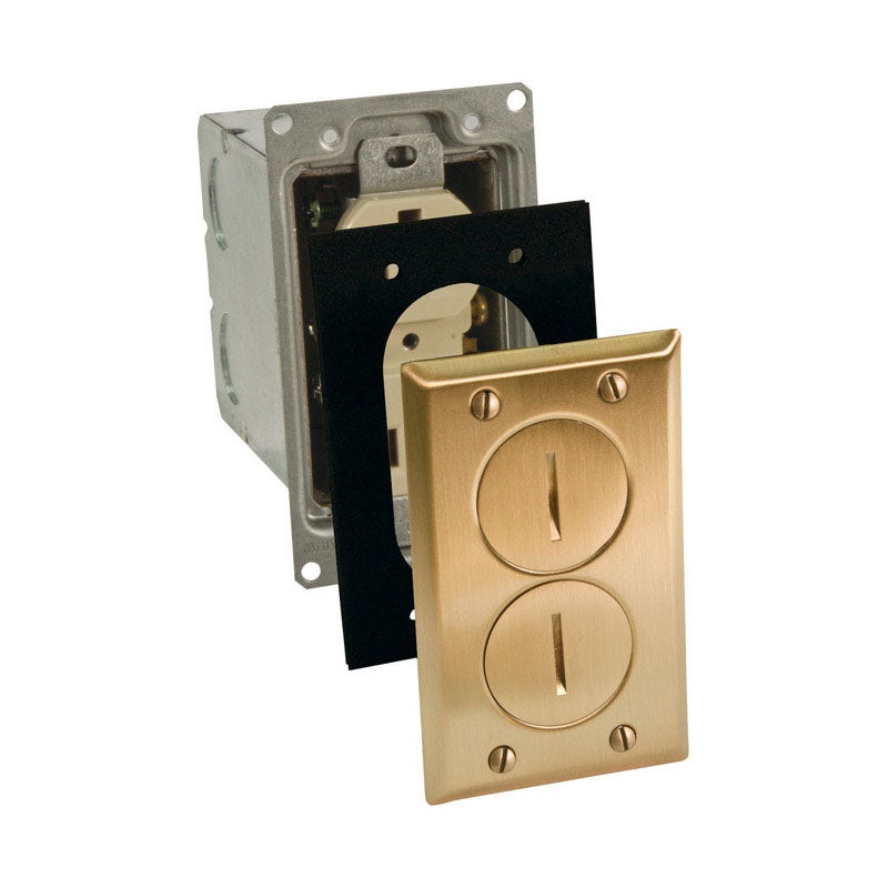 Raco 3-1/4 in. H Rectangle 1 Gang Floor Box 1/2 in. Brass Steel