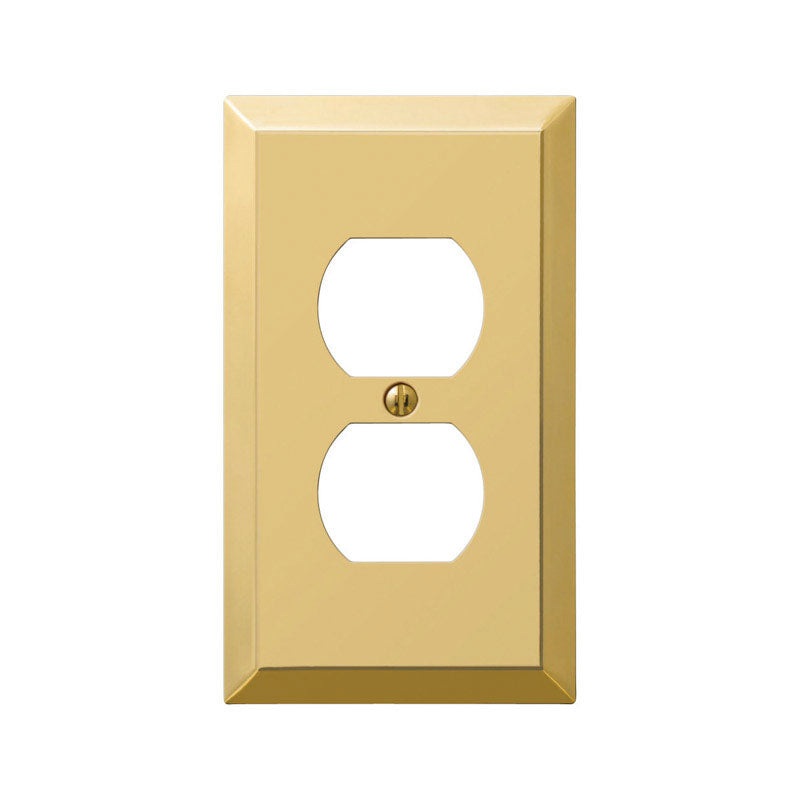Amerelle 1 gang Polished Brass Stamped Steel Duplex Outlet Wall Plate 1 pk