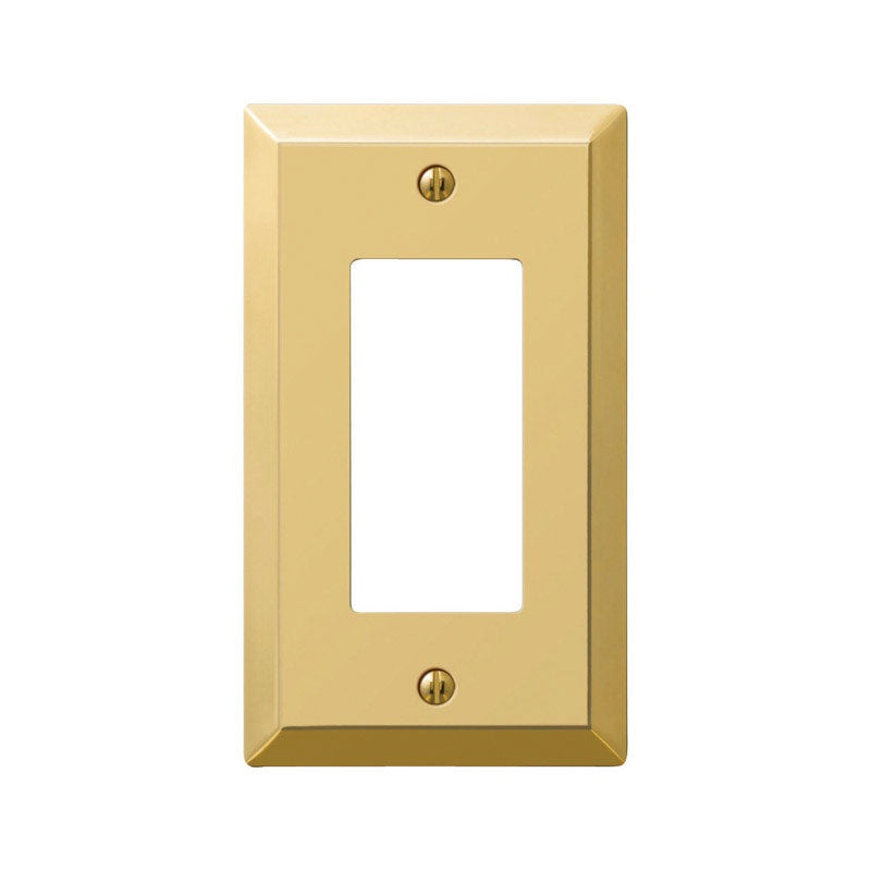 Amerelle 1 gang Polished Brass Stamped Steel Rocker/GFCI Wall Plate 1 pk