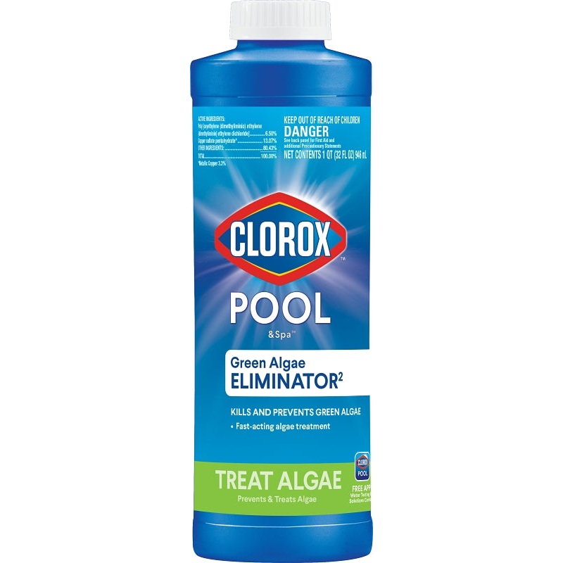 Clorox 42232CLX Algae Eliminator, 32 oz, Liquid, Slight, Blue/Green
