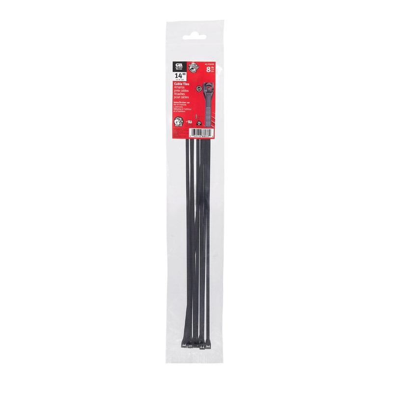 Gardner Bender DoubleLock 14 in. L Black Cable Tie 8 pk