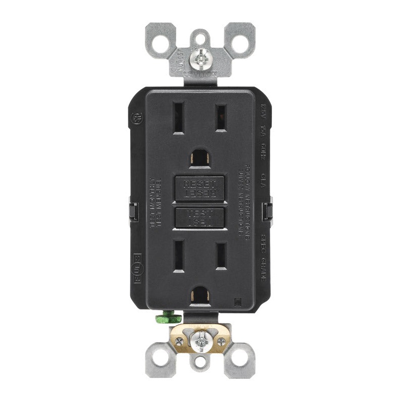 Leviton GFCI Receptacle 15 amps 1-15R 125 volts Black