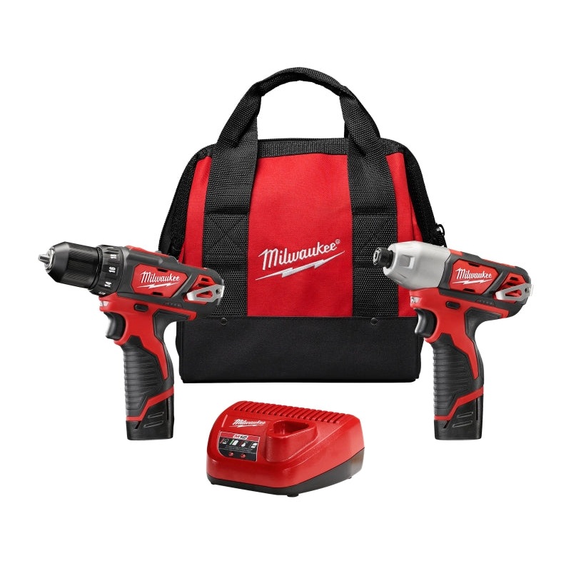 Milwaukee 2494-22 Combination Tool Kit, Tools Included: (1) M12 3/8 in Drill Driver, (1) M12 1/4 in Hex Impact Driver