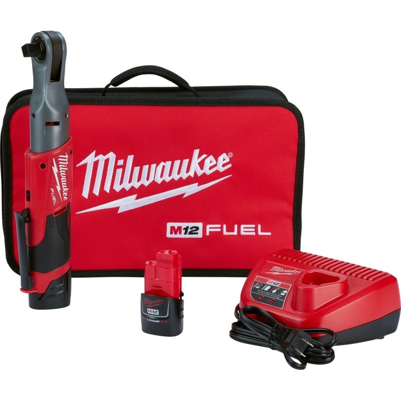 Milwaukee M12 FUEL 2558-22 Ratchet Kit, Battery Included, 12 V, 2 Ah, 1/2 in Drive, 175 rpm Speed