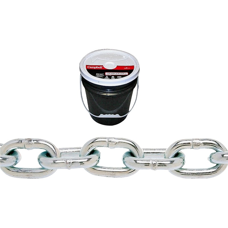 Campbell 014-0423 Proof Coil Chain, 1/4 in, 141 ft L, 30 Grade, Steel, Zinc