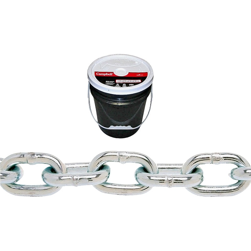 Campbell 014-0523 Proof Coil Chain, 5/16 in, 92 ft L, 30 Grade, Steel, Zinc