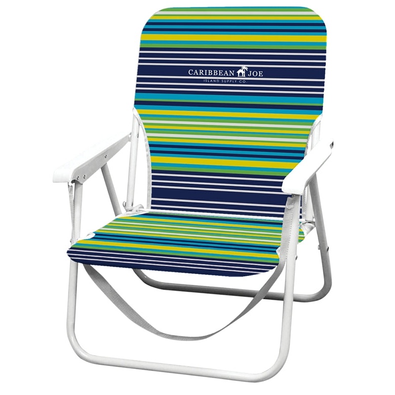 Caribbean Joe CJ-7720 Beach Chair, 22 in W, 16-1/2 in D, 25.2 in H, Steel Frame, Polyester Seat, Pack of 6