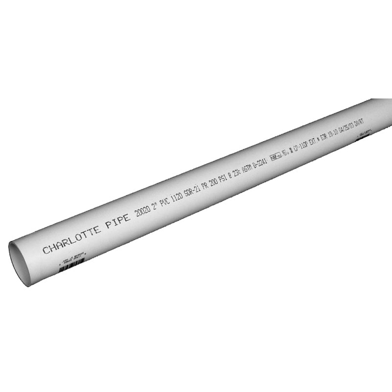 Charlotte Pipe PVC 20007 0600 Pipe, 3/4 in, 10 ft L, SDR 21 Schedule, PVC, White