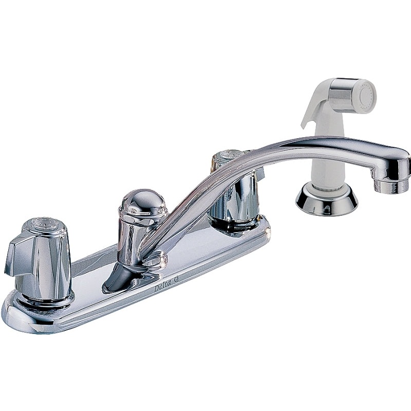 Delta Classic Series 2400LF Kitchen Faucet with Side Sprayer, Chrome Plated, 5-7/16 in H Spout, 9 in Spout Reach