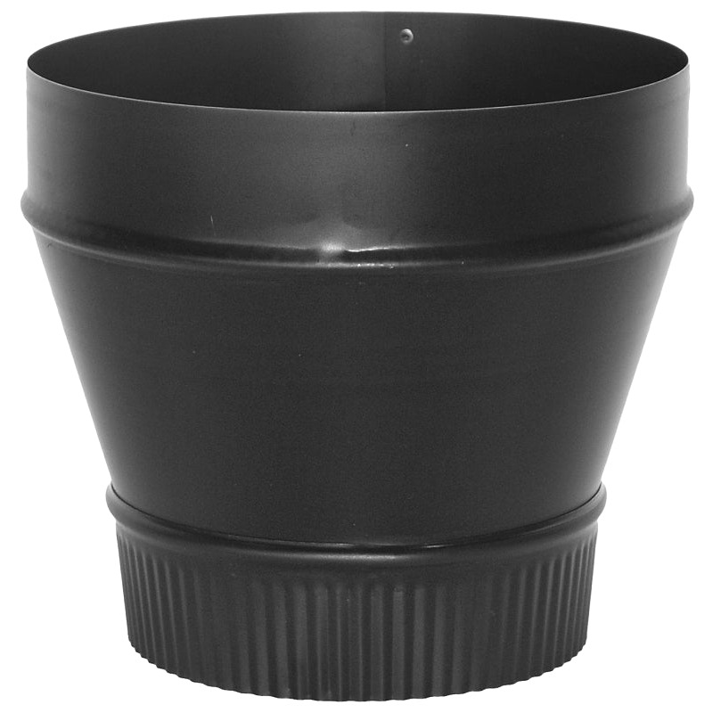 Imperial BM0080 Stove Pipe Reducer, 8 x 7 in, Crimp, 24 ga Thick Wall, Black, Matte