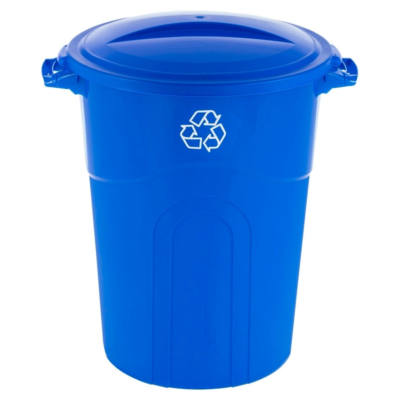United Solutions COLORmaxx TI0028 Trash Can, 32 gal Capacity, Plastic, Blue, Lid Closure