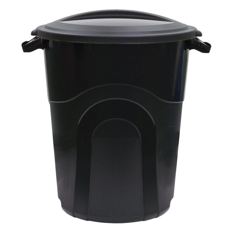 United Solutions TI0040 Trash Can, 20 gal Capacity, Plastic, Black, Snap-On Lid Closure, Pack of 6