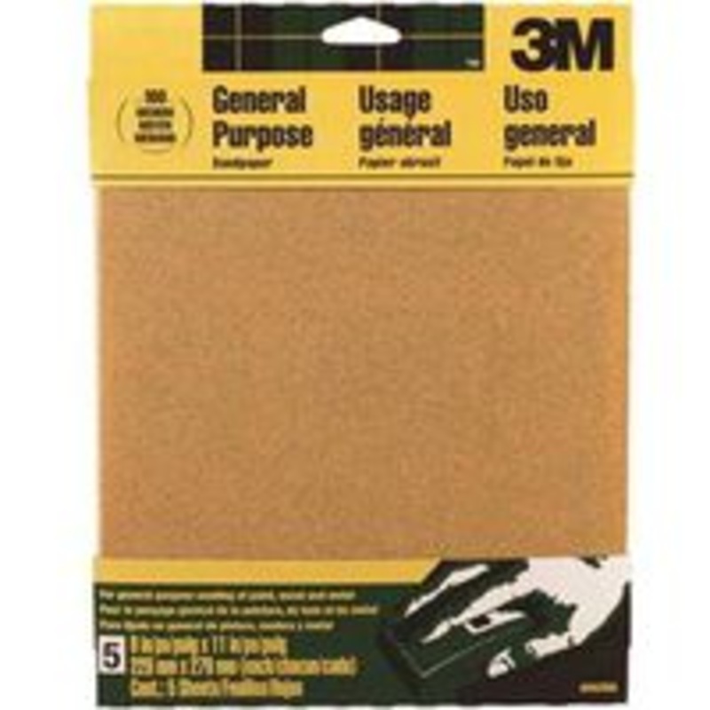 5-Pack 9 x 11 100-Grit Sandpaper for Paint
