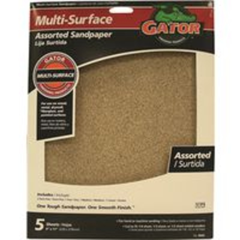 5-Pack 9×11 Assorted Sandpaper