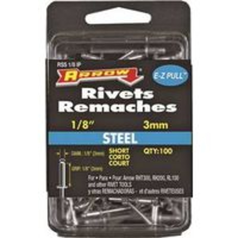 100 Pack 1/8 Steel Rivets