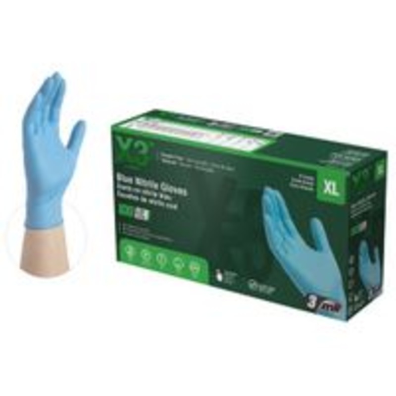 Nitrile Powder-Free Blue Gloves, Size 3