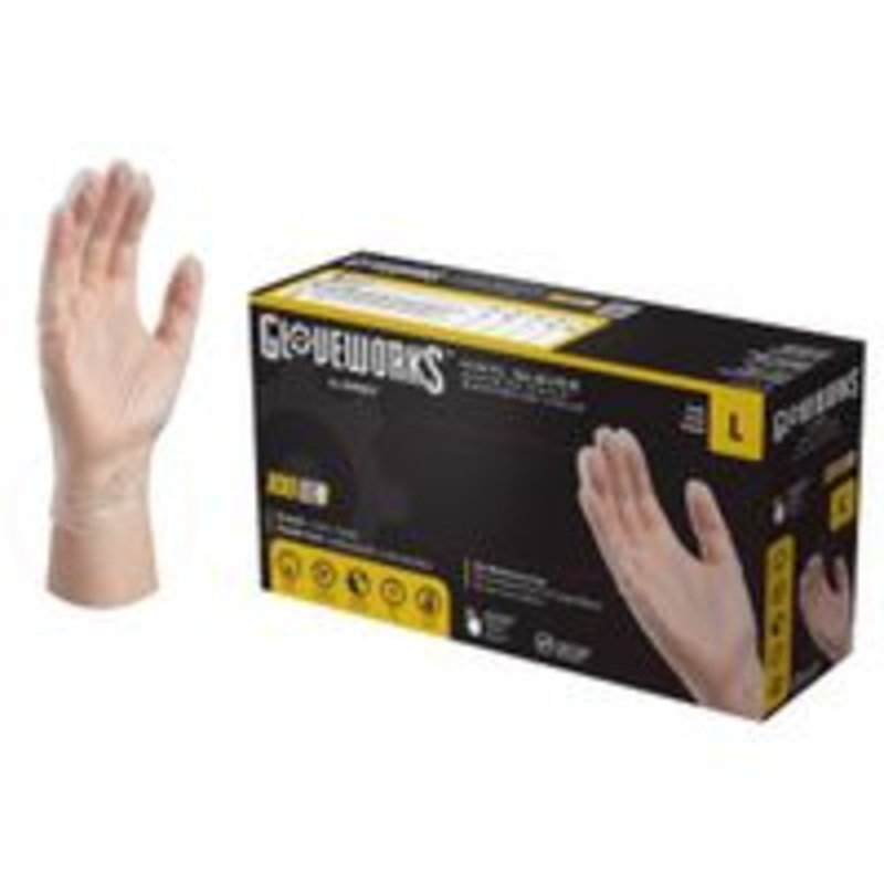 Vinyl Powder-Free Clear Gloves, Size 4