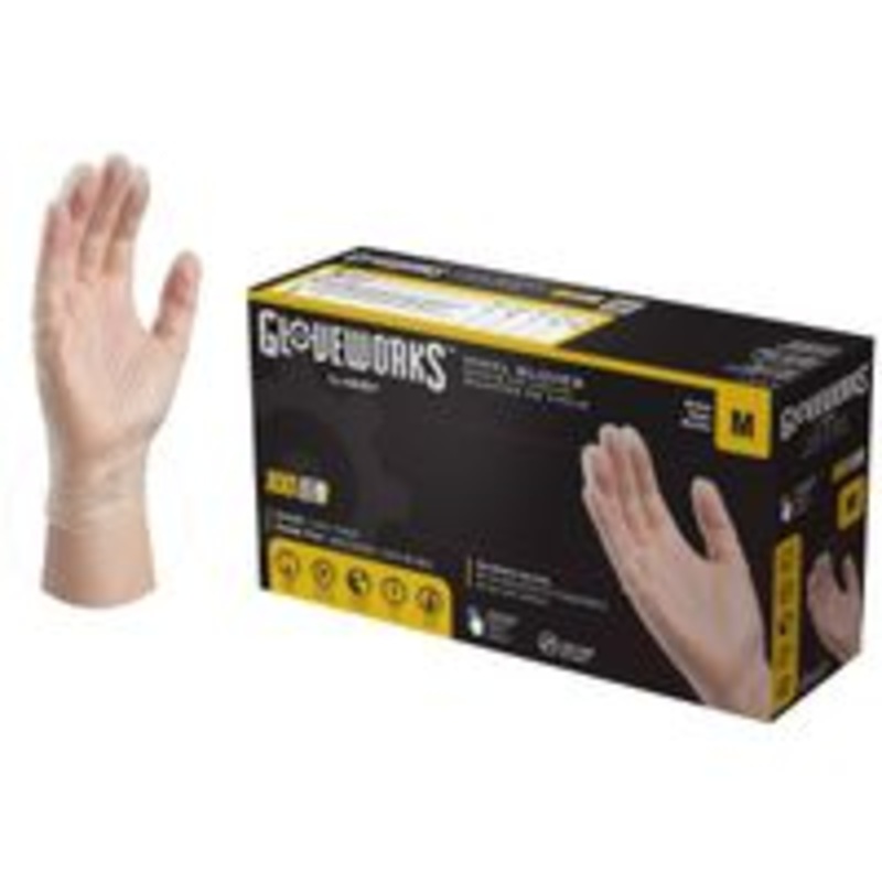 Vinyl Powder-Free Clear Gloves, Size 4 Mil