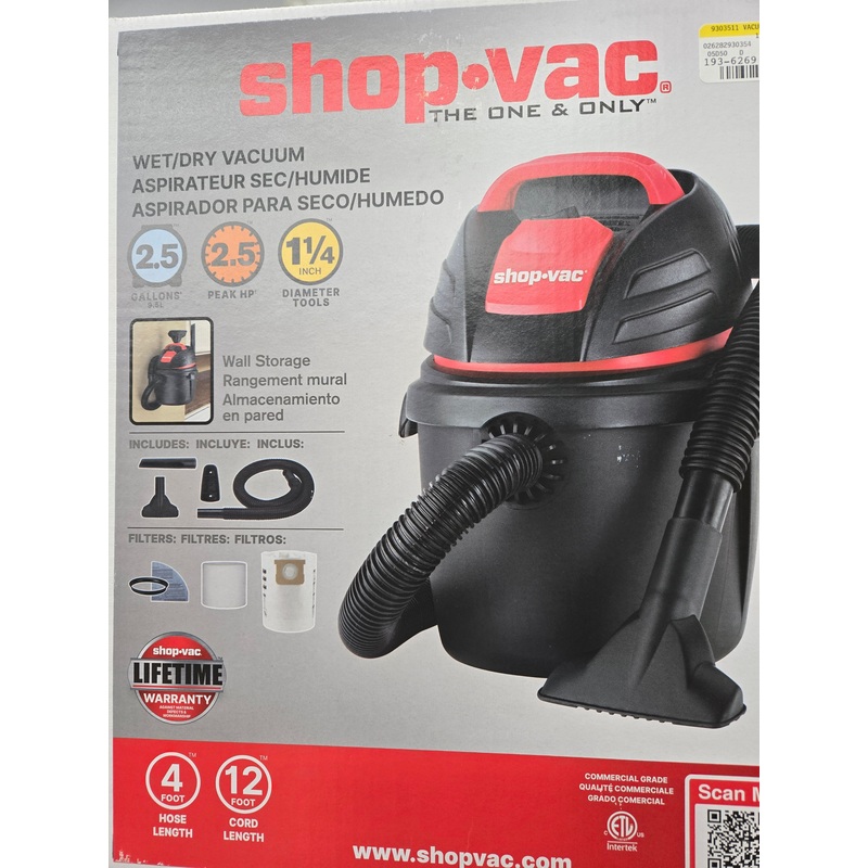 Heavy-Duty Wet/Dry Vacuum 2.5 PHP 2.5