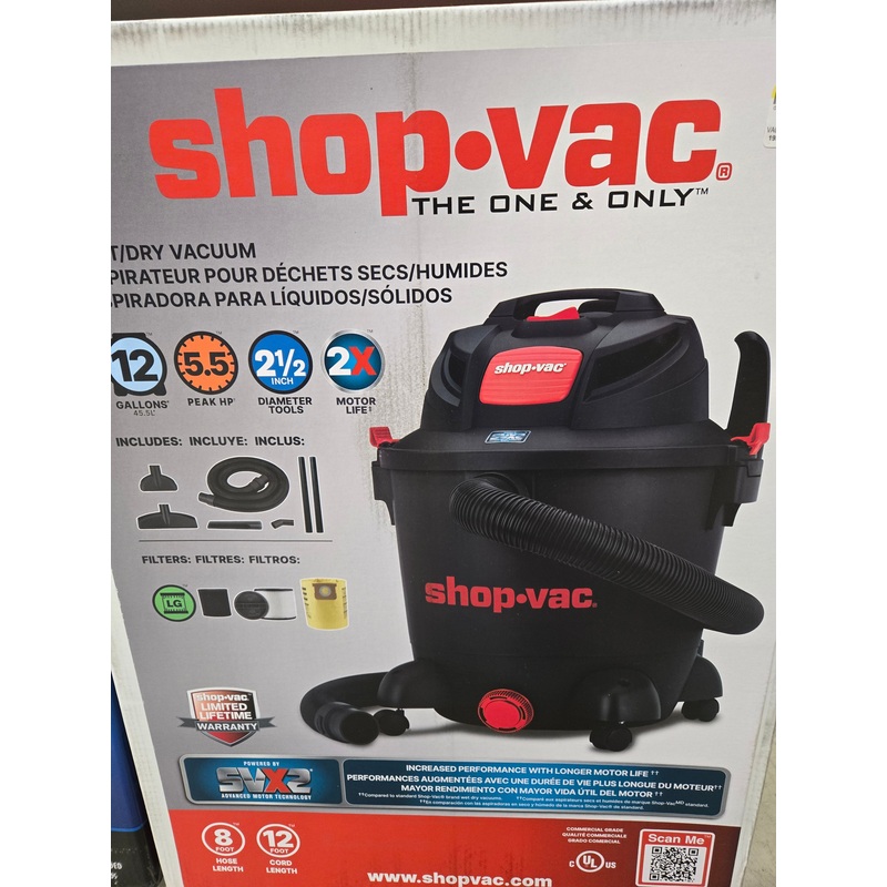 Heavy Duty Wet/Dry Vacuum 5.5 PHP 12 Gallon