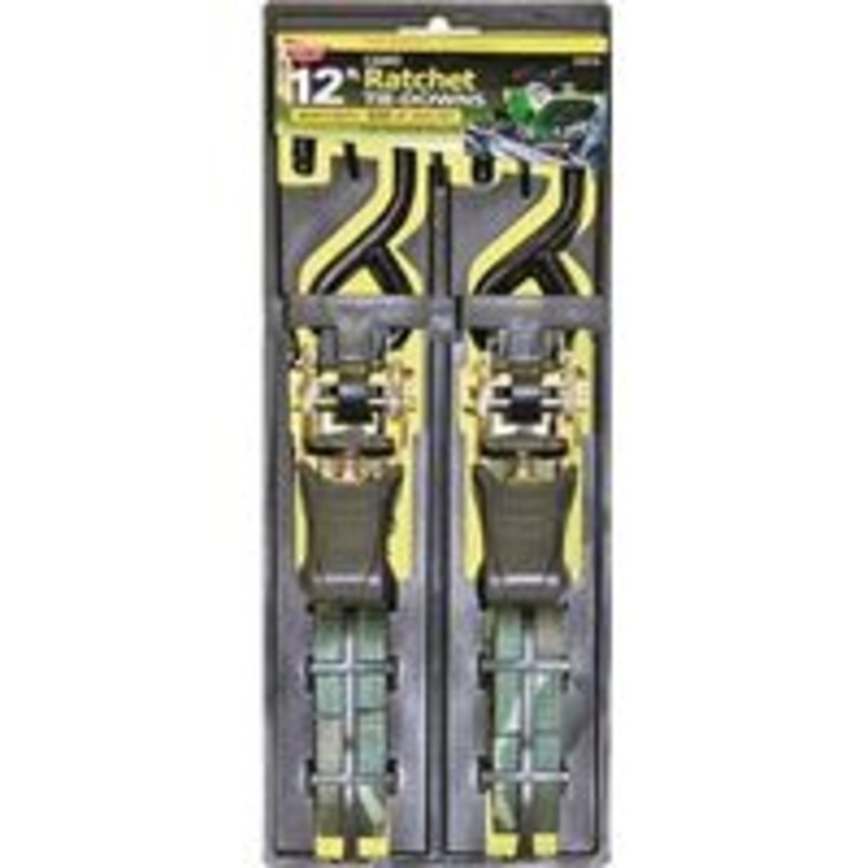 2-Pack 12-Inch Ratchet Tie Downs (2.75 lbs)