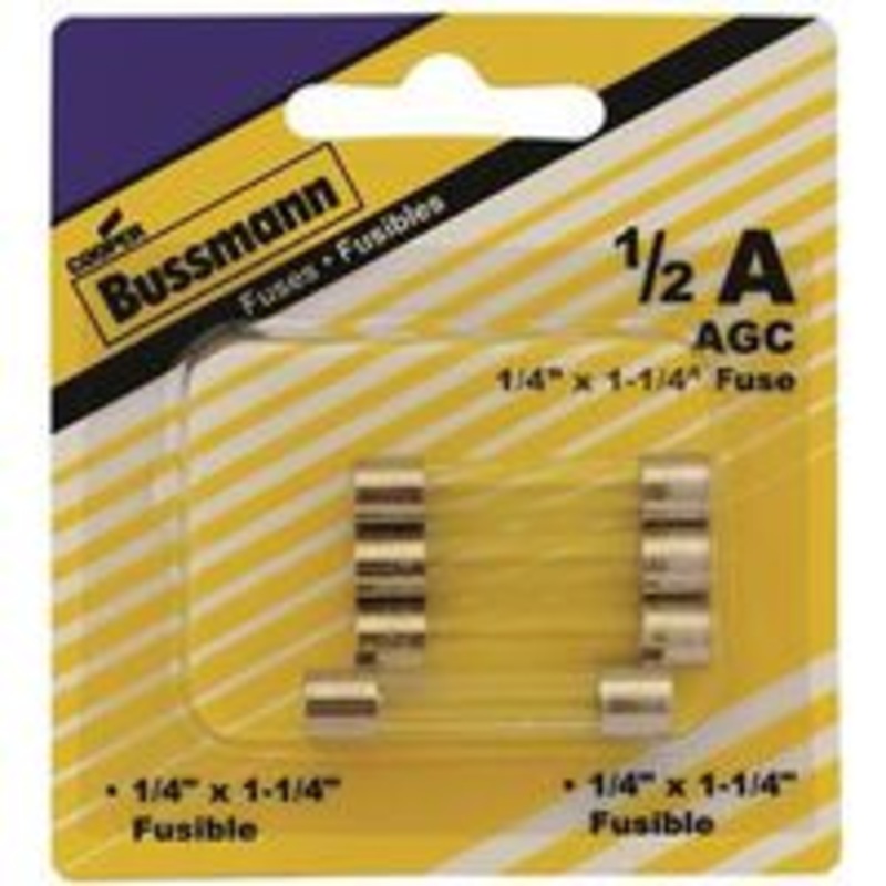 5-Pack 1/2A AGC Glass Fuses