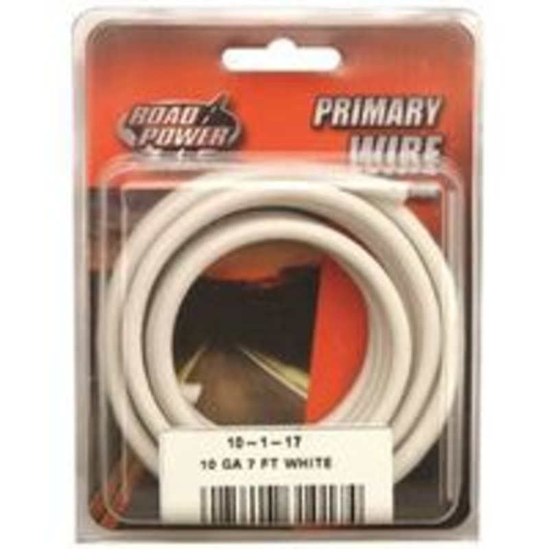 7′ White 10 Gauge Primary Wire