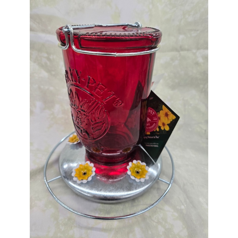 Red Mason Jar Hummingbird Feeder