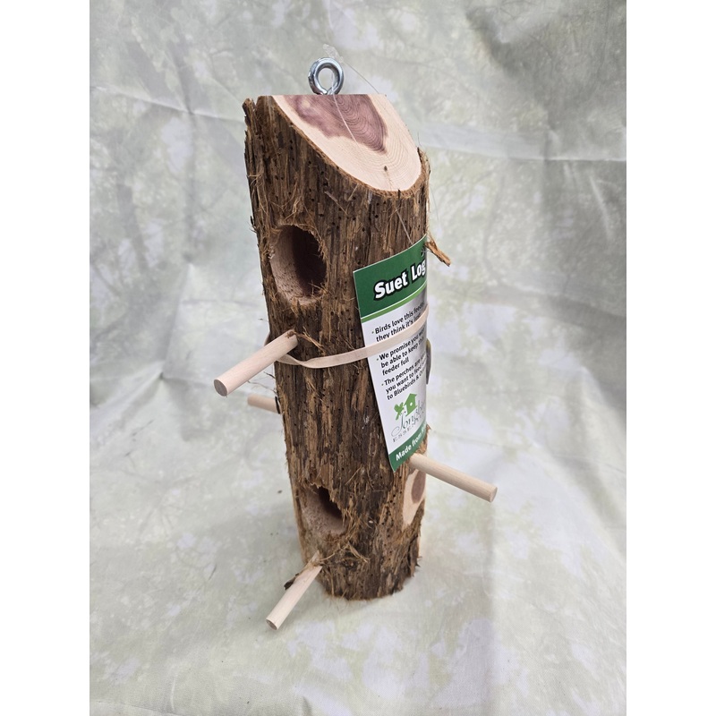 3-Plug Suet Log with Perches for Wild Birds