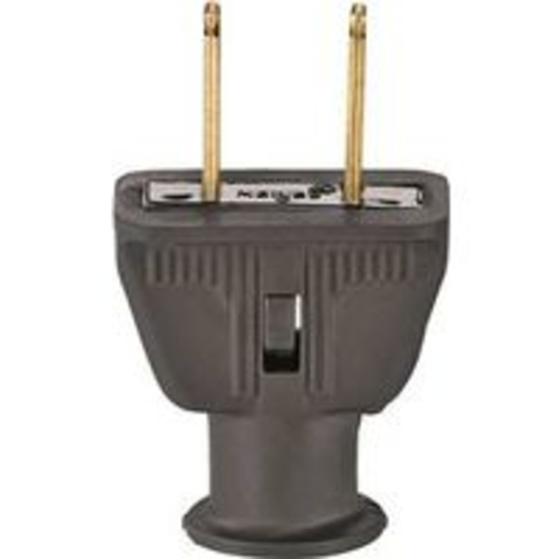 15A Black Rubber 2-Wire Plug