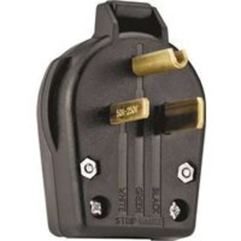 30/50A Black 2-Pole Heavy-Duty Plug