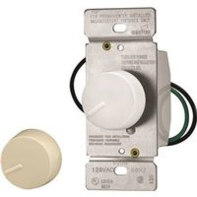 600W White Single Pole Rotary Dimmer Switch