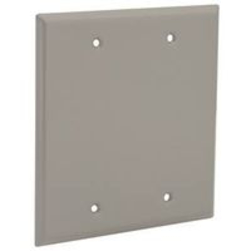 Gray Weatherproof 2-Gang Blank Cover