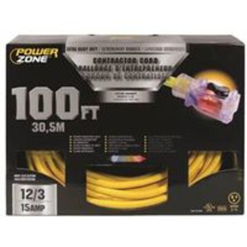 12/3 SJTOW Extension Cord, 100 ft