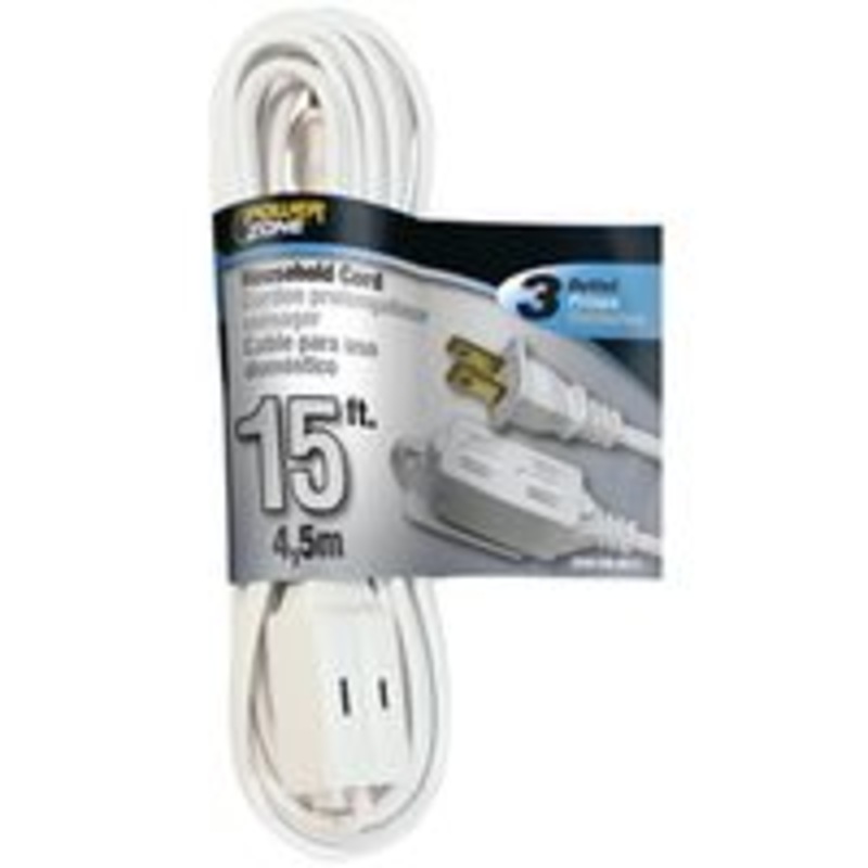 15′ 16/2 White Extension Cord