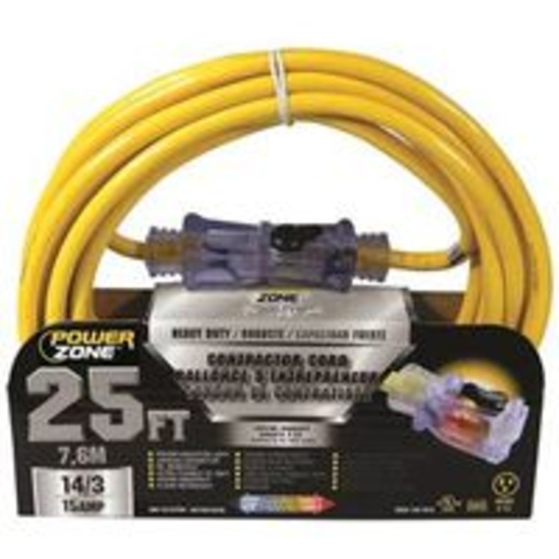 25′ 14/3 3-Outlet Extension Cord (2.79 lbs)