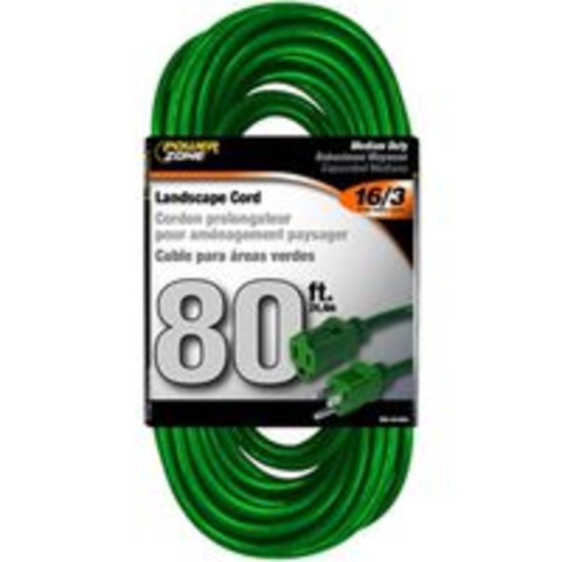 80′ 16/3 Green Extension Cord (5.88 lbs)