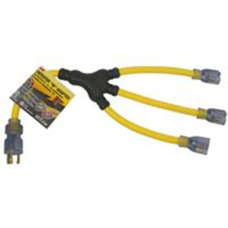 Adapter with Light, White, 12/3 Gauge