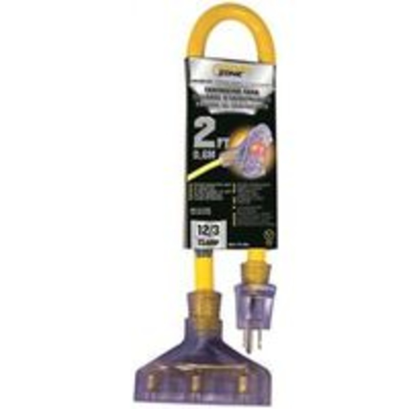 Cord Extension 3-Tap Light Duty 12/3, 2 Feet