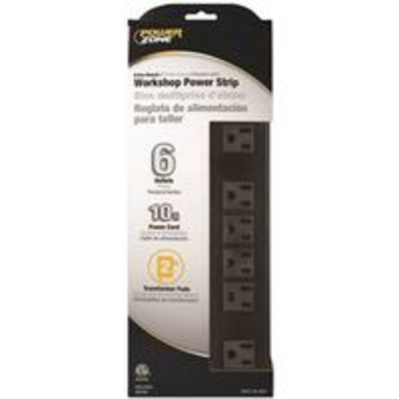 Strip 6-Outlet Metal Power Strip, 10 ft Cord