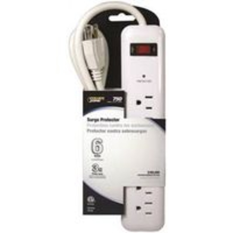 Surge Protector 6 Outlet 750 Joules White