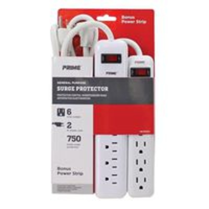 Surge Protector Power Strip, 6-Outlet, White