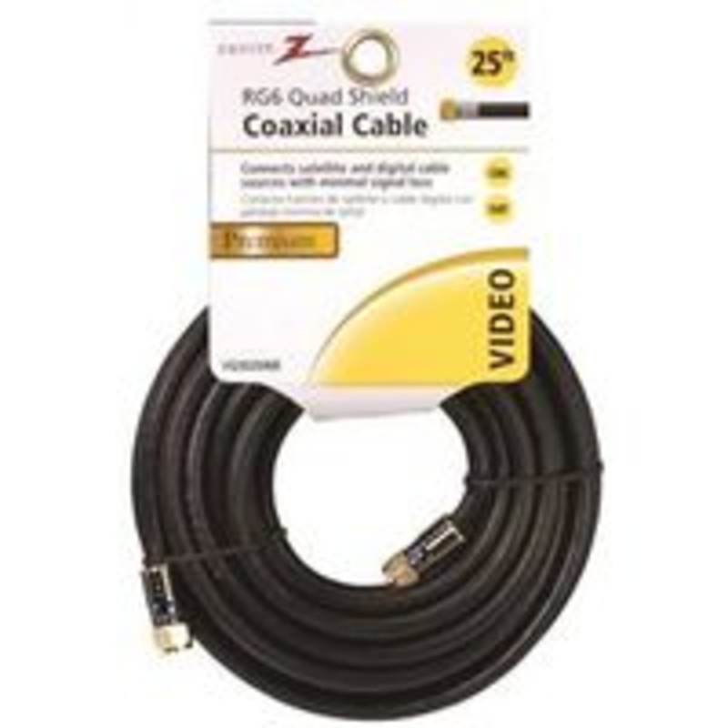 25′ Black Quad Coaxial Cable (1.32 lbs)