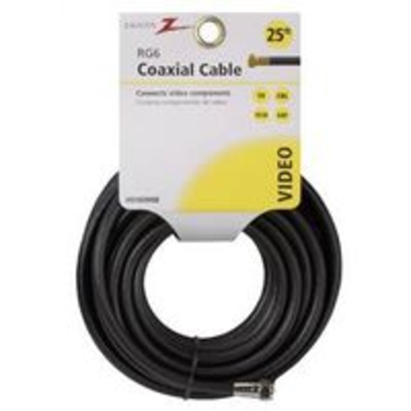25 ft Black RG6 Coaxial Cable