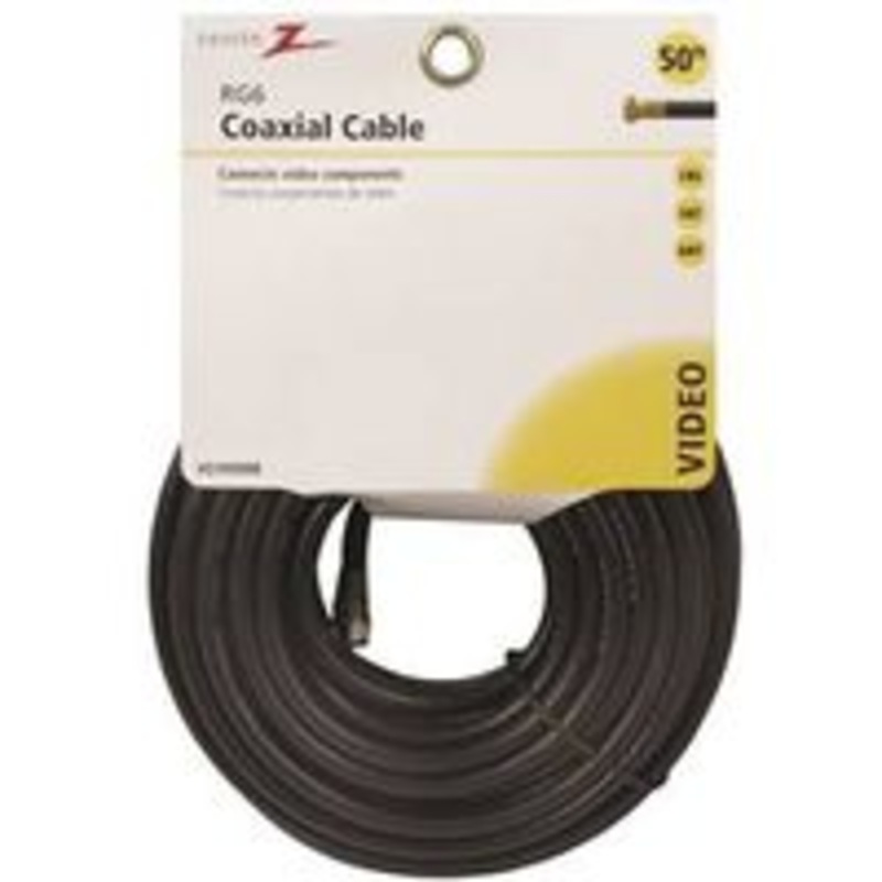50′ RG6 Black Coaxial Cable (1.57 lbs)