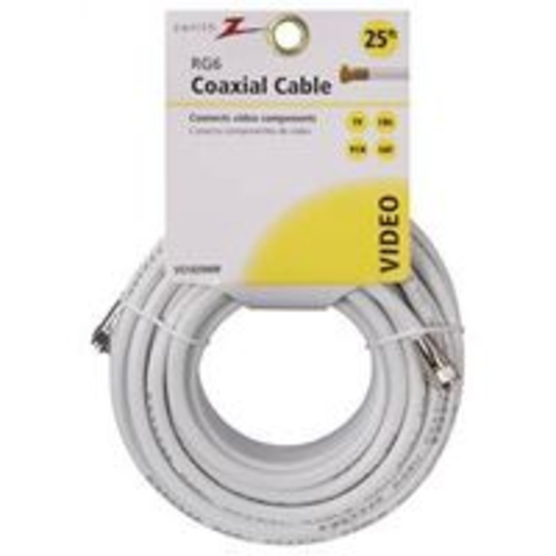 Coaxial Cable RG6/F Connector, 25 Feet