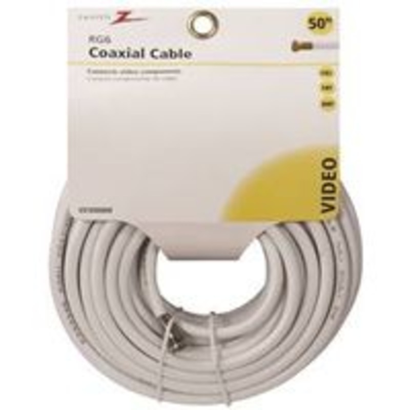 Coaxial Cable RG6/F Connector, 50 Feet